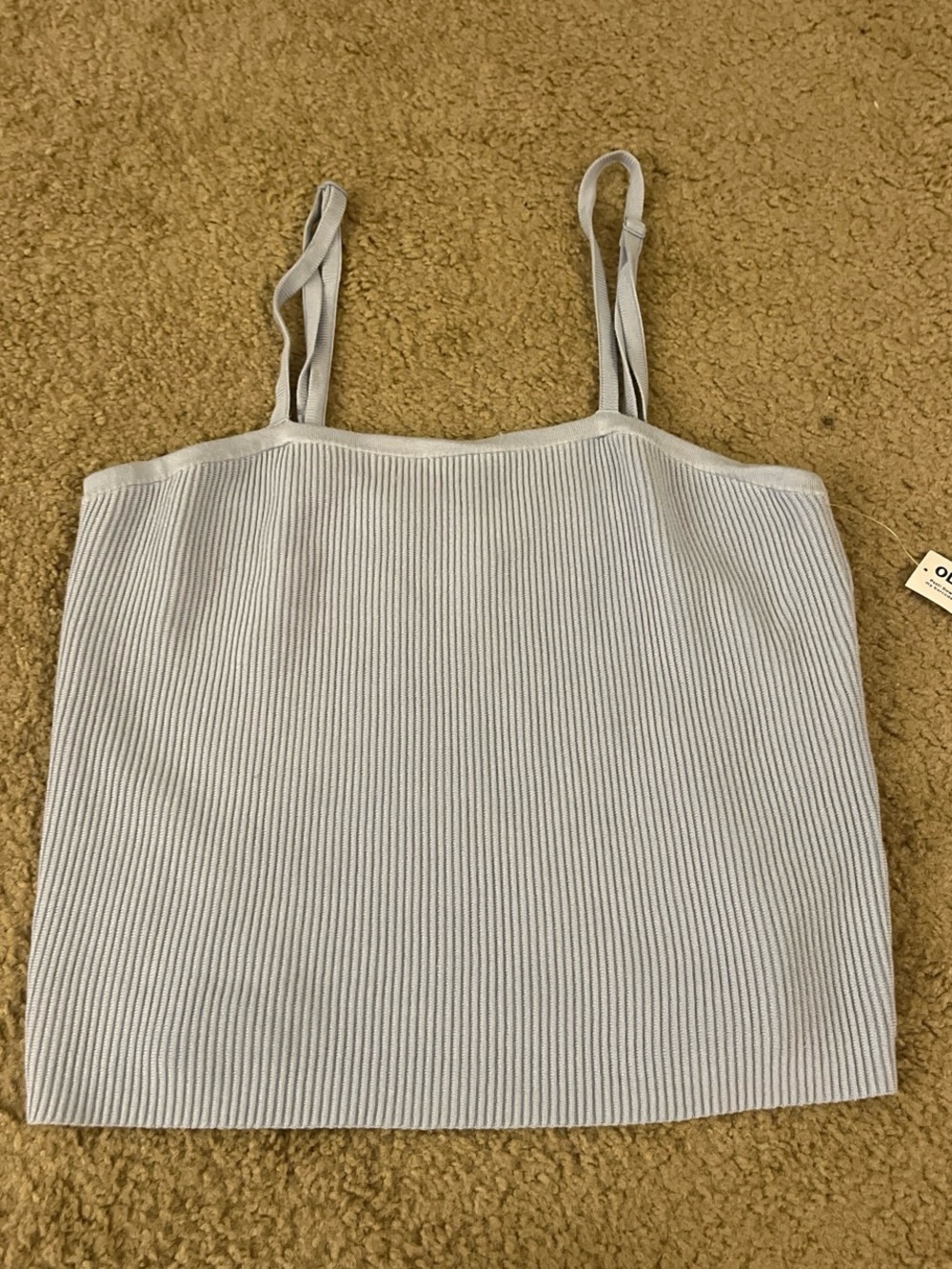 Ribbed Spaghetti Strap Tank Top - Light blue